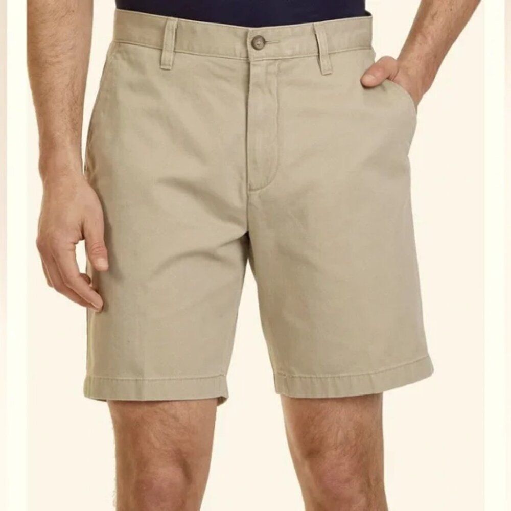NWT Nautica Flex Men's Khaki Flat Front Clipper Deck Shorts Classic Fit Size 40